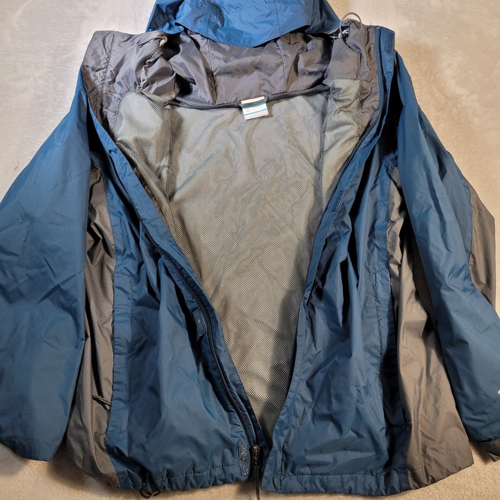 Columbia Jacket Mens L Blue Omni-Tech Rain Windbreaker Hooded Shell Coat - Picture 11 of 16